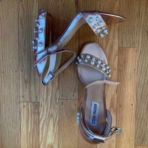 Rose Gold Pearl Block Steve Madden Heels